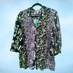 NEW UK Made Floral Cotton Button-Down Shirt - Size XL - Sesalt Cornwall